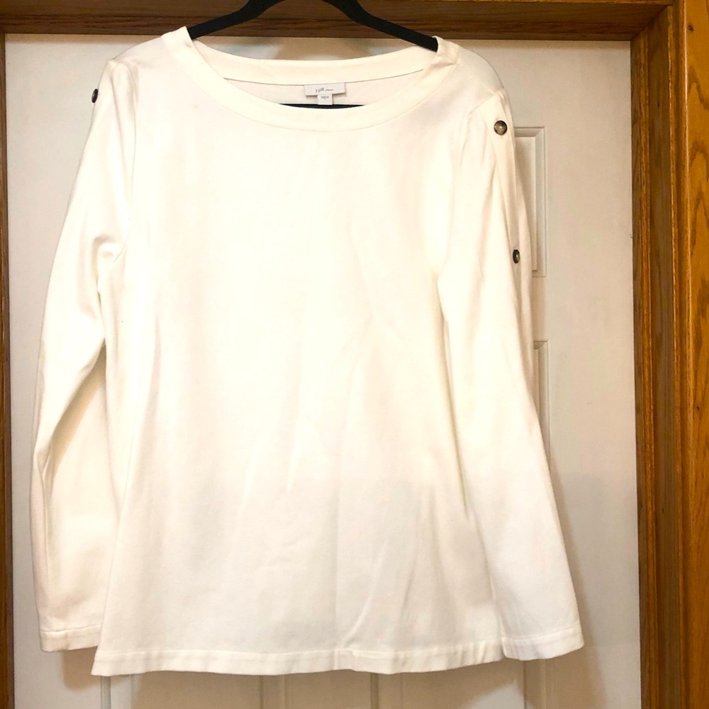 J Jill ivory long sleeve top, Large, never worn.